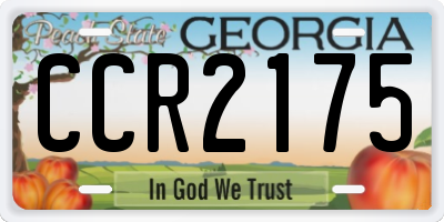 GA license plate CCR2175