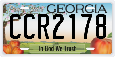 GA license plate CCR2178