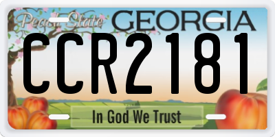 GA license plate CCR2181