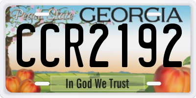 GA license plate CCR2192