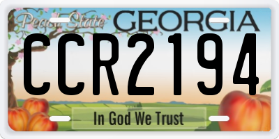 GA license plate CCR2194