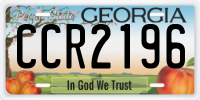 GA license plate CCR2196