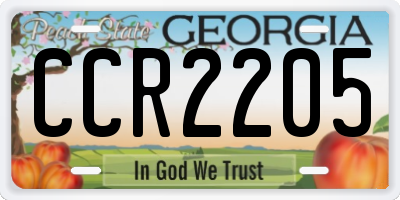 GA license plate CCR2205