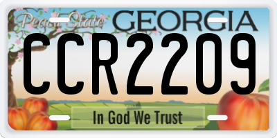 GA license plate CCR2209