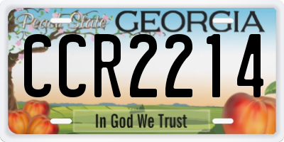 GA license plate CCR2214
