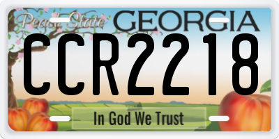 GA license plate CCR2218