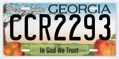 GA license plate CCR2293