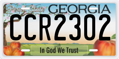 GA license plate CCR2302