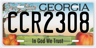 GA license plate CCR2308