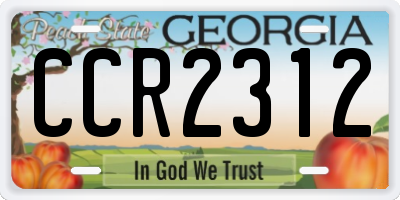 GA license plate CCR2312