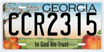 GA license plate CCR2315