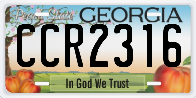 GA license plate CCR2316