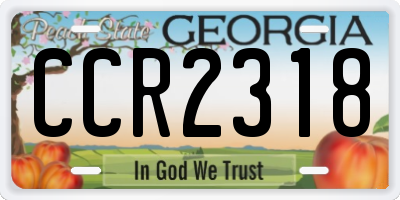 GA license plate CCR2318
