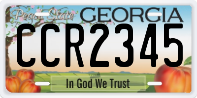 GA license plate CCR2345