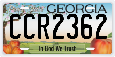 GA license plate CCR2362