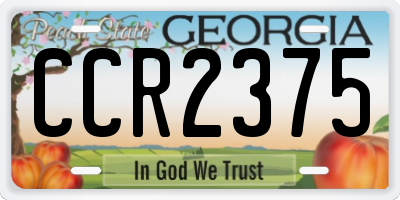 GA license plate CCR2375