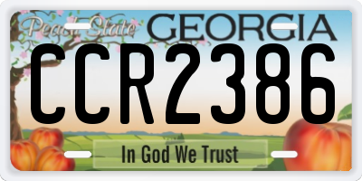 GA license plate CCR2386