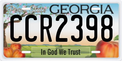 GA license plate CCR2398