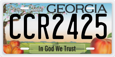 GA license plate CCR2425