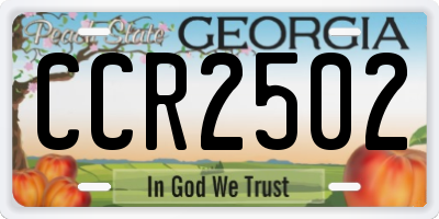 GA license plate CCR2502