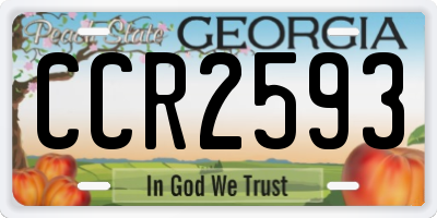 GA license plate CCR2593