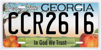 GA license plate CCR2616