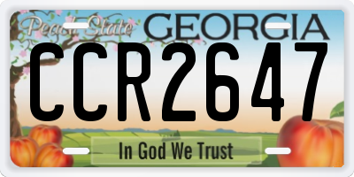 GA license plate CCR2647