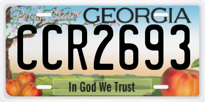 GA license plate CCR2693
