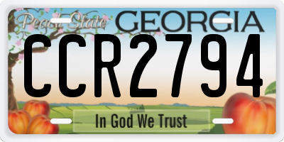 GA license plate CCR2794