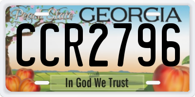 GA license plate CCR2796
