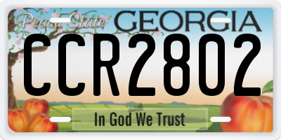 GA license plate CCR2802