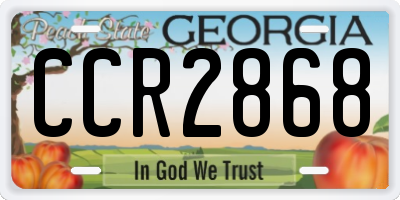 GA license plate CCR2868