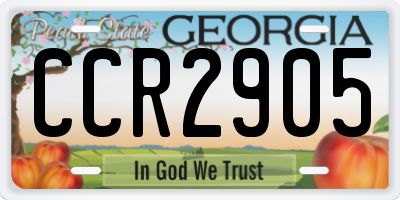 GA license plate CCR2905