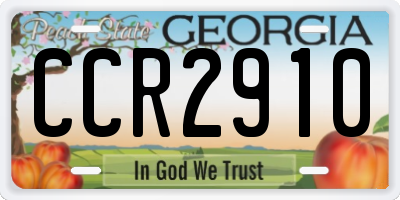 GA license plate CCR2910