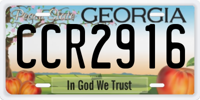 GA license plate CCR2916