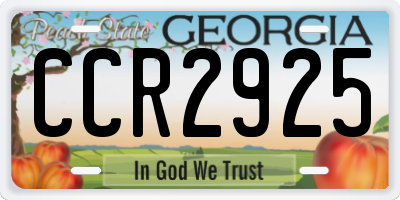 GA license plate CCR2925