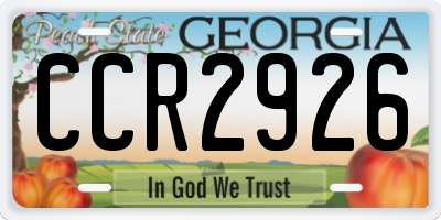 GA license plate CCR2926