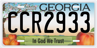 GA license plate CCR2933