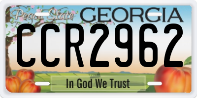 GA license plate CCR2962