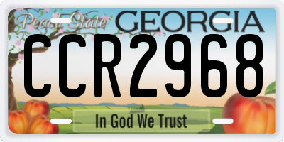 GA license plate CCR2968