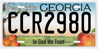 GA license plate CCR2980