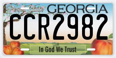 GA license plate CCR2982