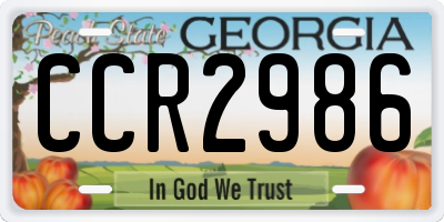 GA license plate CCR2986