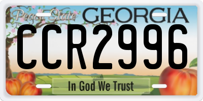 GA license plate CCR2996