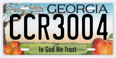 GA license plate CCR3004