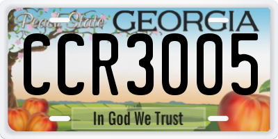 GA license plate CCR3005