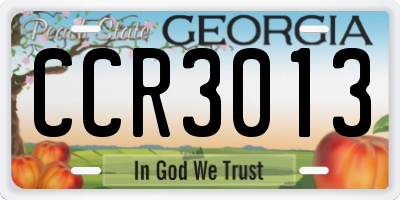 GA license plate CCR3013