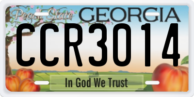 GA license plate CCR3014