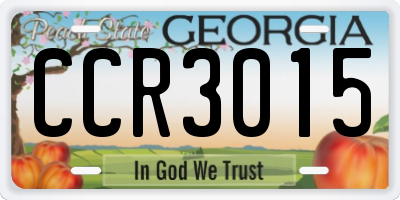 GA license plate CCR3015