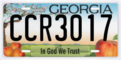 GA license plate CCR3017